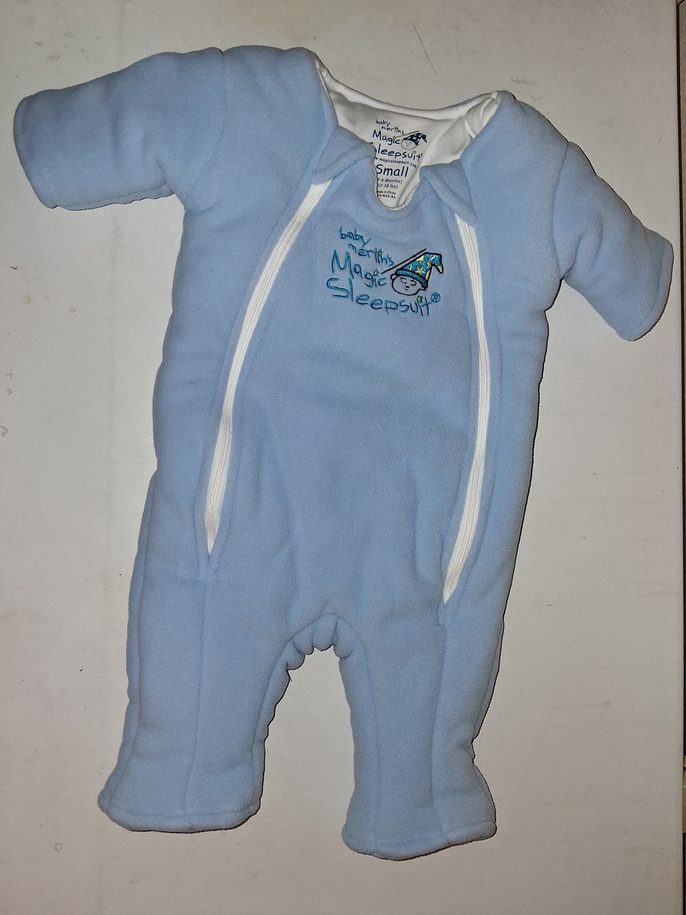 Baby Merlin's Magic Sleepsuit Small - White with Blue Accents